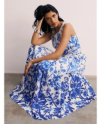 The Fold Women's Oria Floral Print Silk Maxi Dress
