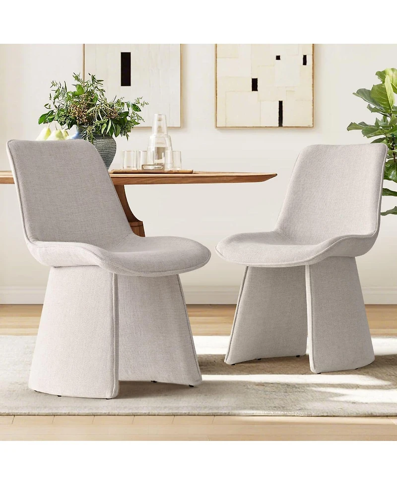 Maison Boucle Modern Upholstered Dining Chairs Set of 2, Curved Back, Armless