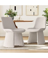 Maison Boucle Modern Upholstered Dining Chairs Set of 2, Curved Back, Armless