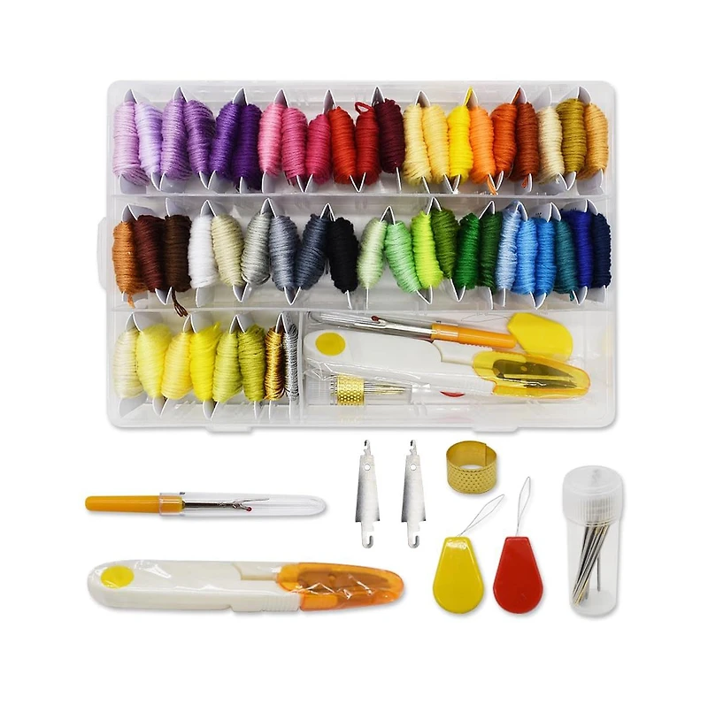 Gnuadz 50 Color Embroidery Floss Cotton Bobbins Bracelets Crafts Kit