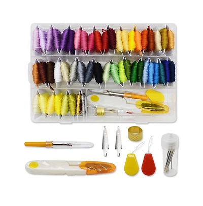 Gnuadz 50 Color Embroidery Floss Cotton Bobbins Bracelets Crafts Kit