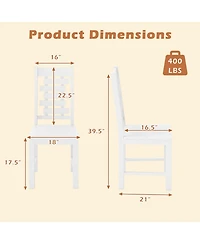 Slickblue Kitchen Dining Chair Set of 2 in Solid Rubber Wood, Durable Wooden Chairs
