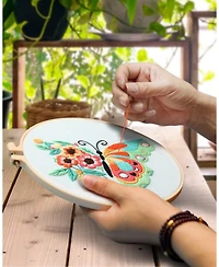 Gnuadz 3 Sets Embroidery Kit Butterfly Flower Beginner Hoop Thread