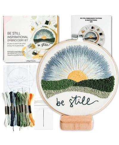 Gnuadz Embroidery Kit Beginners Adults Hoop Thread Be Still
