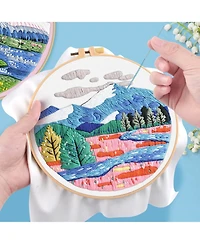 Gnuadz 3 Sets Embroidery Kit Landscapes Cloth Hoops Threads Craft Lover Hand