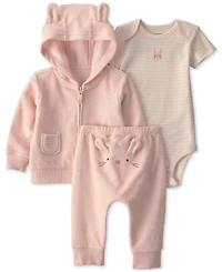 Carter's Baby Girls' Bunny Cardigan, Bodysuit and Pants, 3-Piece Set