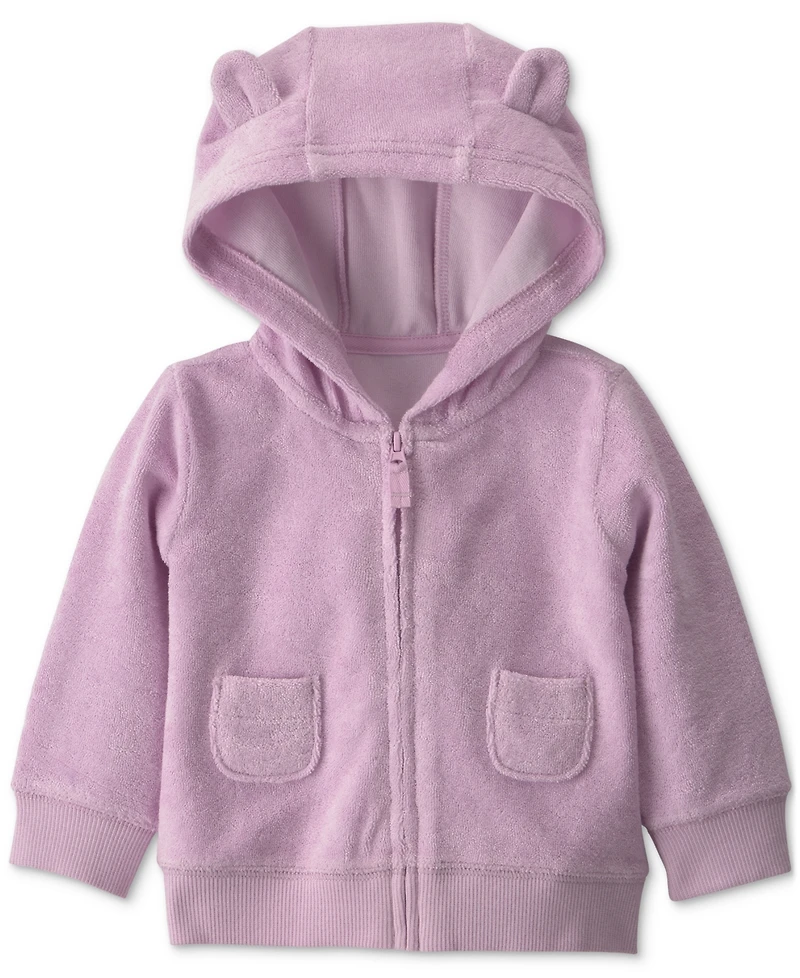 Carter's Baby Girls' Bear Terry Layering Bodysuit, Cardigan and Pants, 3-Piece Set