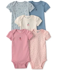 Carter's Baby Girls' Fruit Print Short-Sleeve Bodysuits, 5-Pack