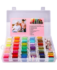 Gnuadz 200pieces Embroidery Floss Kit Friendship Bracelet String Organizer Box Cross Stitch Thread Christmas Gift