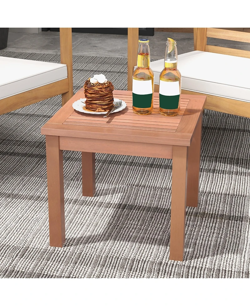 Gymax Outdoor Adirondack Side Table Square End Table Slatted Tabletop