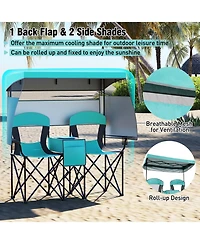 Gouun Folding Beach Chair with Headrest and Cup Holder