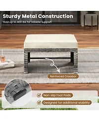 Gouun Wicker Outdoor Ottoman Set of 2 with Hidden Storage