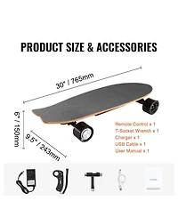 Mecale Electric Skateboard w/ Remote, 13.7 Mph, 7.5-Mile Range, 3-Speed, Carry Handle, for Teens & Adults
