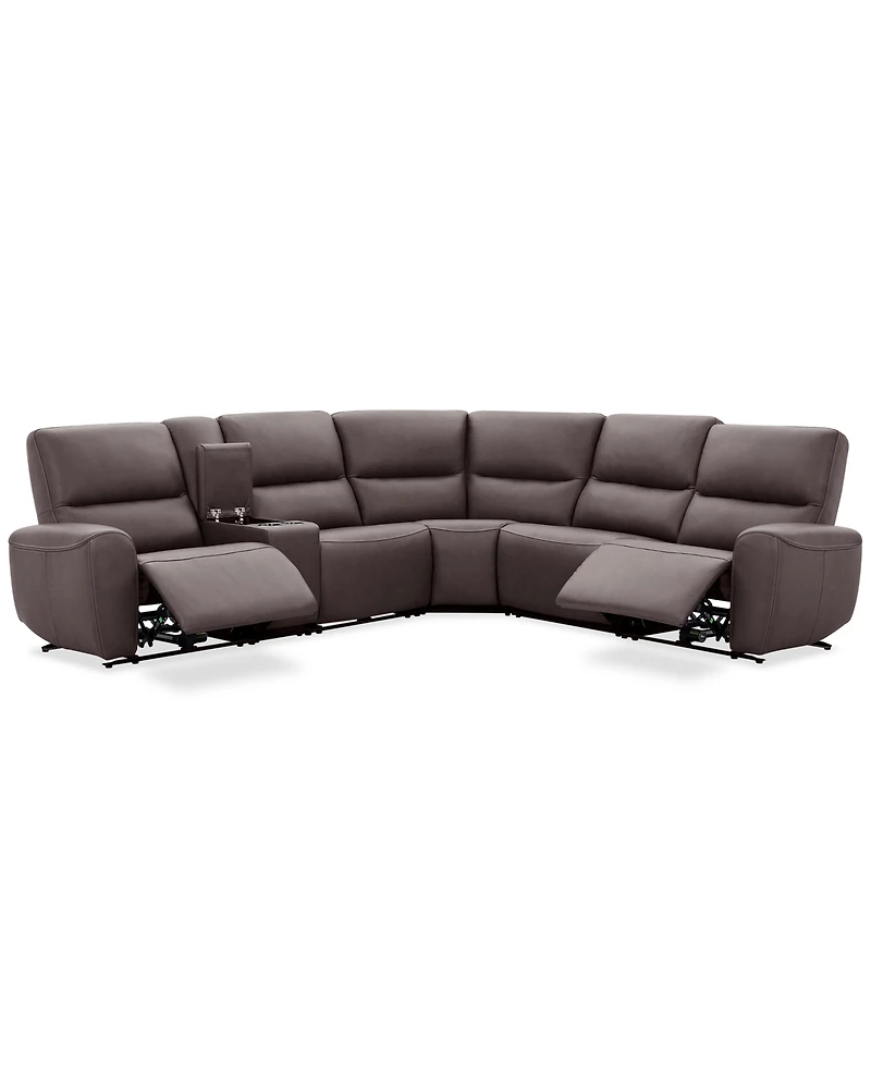 Symond 6-Piece Leather 2 Power Motion Sectional Sofa