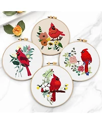Gnuadz 4 Sets Embroidery Kit Animal Cross Cloth Hoops Threads Craft Hand