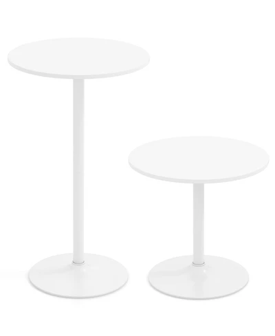 Slickblue Bar Height Round Bistro Tables Set of 2, Tall Coffee Cocktail Table for Patio and Dining