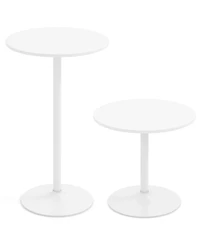 Slickblue Bar Height Round Bistro Tables Set of 2, Tall Coffee Cocktail Table for Patio and Dining