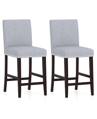 Slickblue Set of 2 Counter Height Bar Chairs with Cushioned Seat and Back Support
