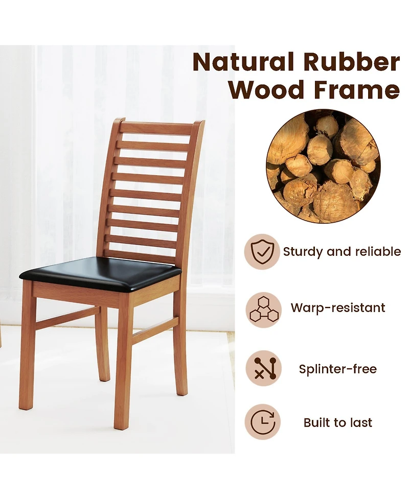 Slickblue Wooden Dining Chair Set of 2 with Rubber Wood Legs for Modern Room Seating