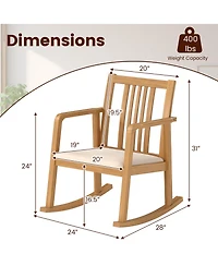 Gouun Solid Wood Outdoor Rocking Chair with Slatted Seat