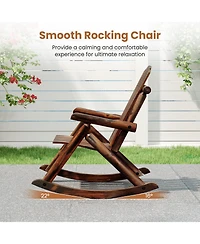 Gouun Patio Rocking Chair Fir Wood with High Backrest