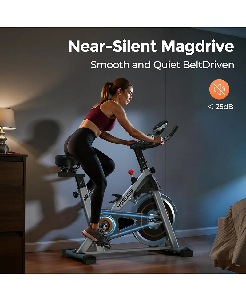 Fed Fitness Magnetic 1.0 Indoor Cycling Bike, Quiet Magnetic Resistance, 300lb Capacity, Smooth Home Exercise Bike with App and Tablet Mount