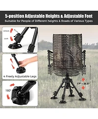 Gouun Folding 360-Degree Swivel Camping Chair with 4 Adjustable Legs and Portable Carry Design