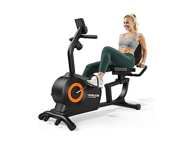 Fed Fitness Recumbent Exercise Bike for Home, 350LB Capacity, 16-Level Magnetic Resistance, Lcd Monitor and Pulse Sensors