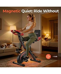 Fed Fitness 5-in-1 Pro Folding Exercise Bike, Enhanced Magnetic Resistance, 330LB Capacity, Ultra-Quiet, Soft Cushion Seat, Lcd and Bands for Home Gym