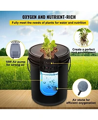 Sugift Dwc Hydroponic System, 5 Gallon 5 Buckets, Deep Water Culture Kit