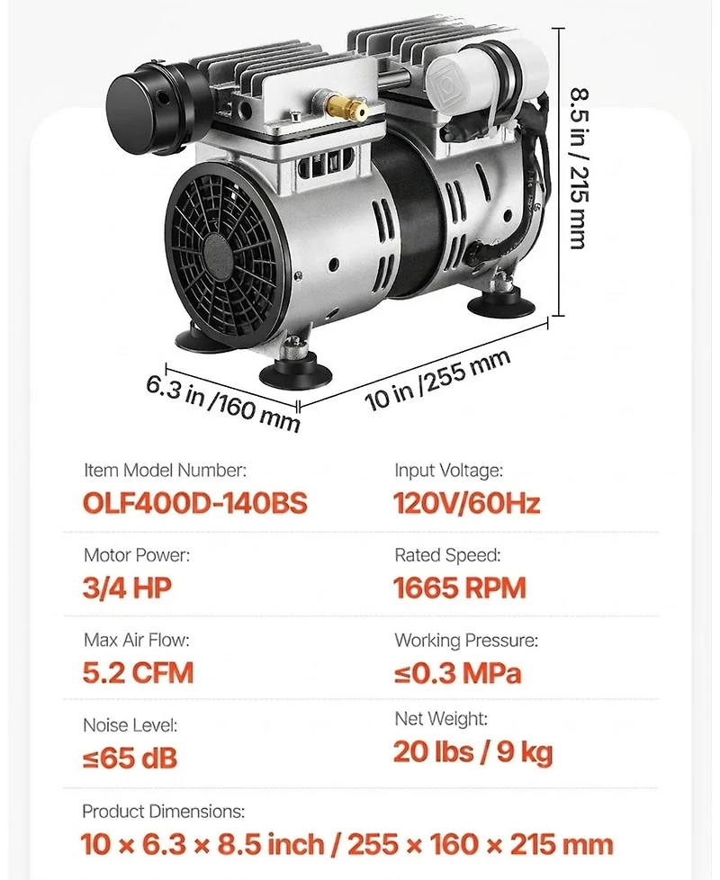 Sugift Pond Aerator, 550W Power, 5.2CFM for Up to 3 Acre Lake, Includes Compressor
