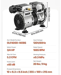 Sugift Pond Aerator, 550W Power, 5.2CFM for Up to 3 Acre Lake, Includes Compressor