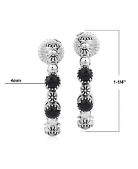American West Jewelry Sterling Silver Agate 1 Inch Concha Hoop Earrings