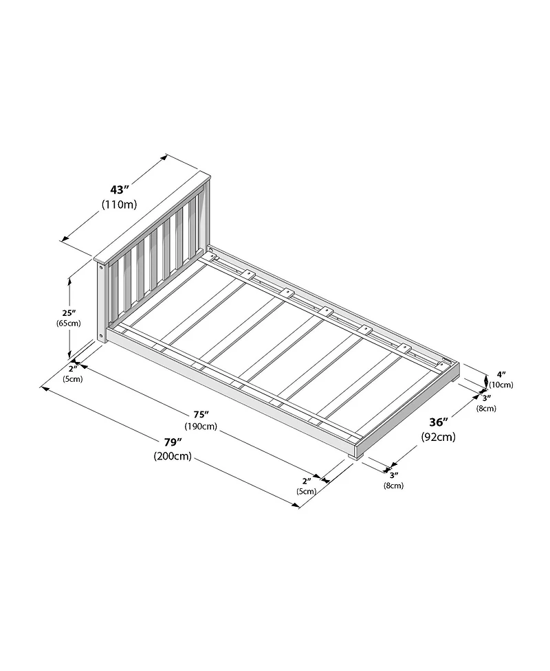 Max & Lily Classic Bed, Floating Headboard for Bunks
