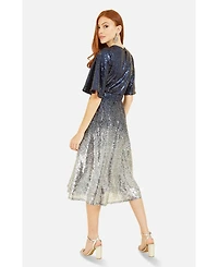 Yumi Women's Ombre Sequin V-Neck Midi Dress