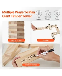 Mecale Medium Tumbling Tower 54 Pine Wood Blocks with Bag and Scoreboard