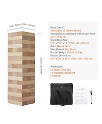 Mecale Large Tumbling Tower 54 Pine Wood Blocks with Carry Bag and Scoreboard