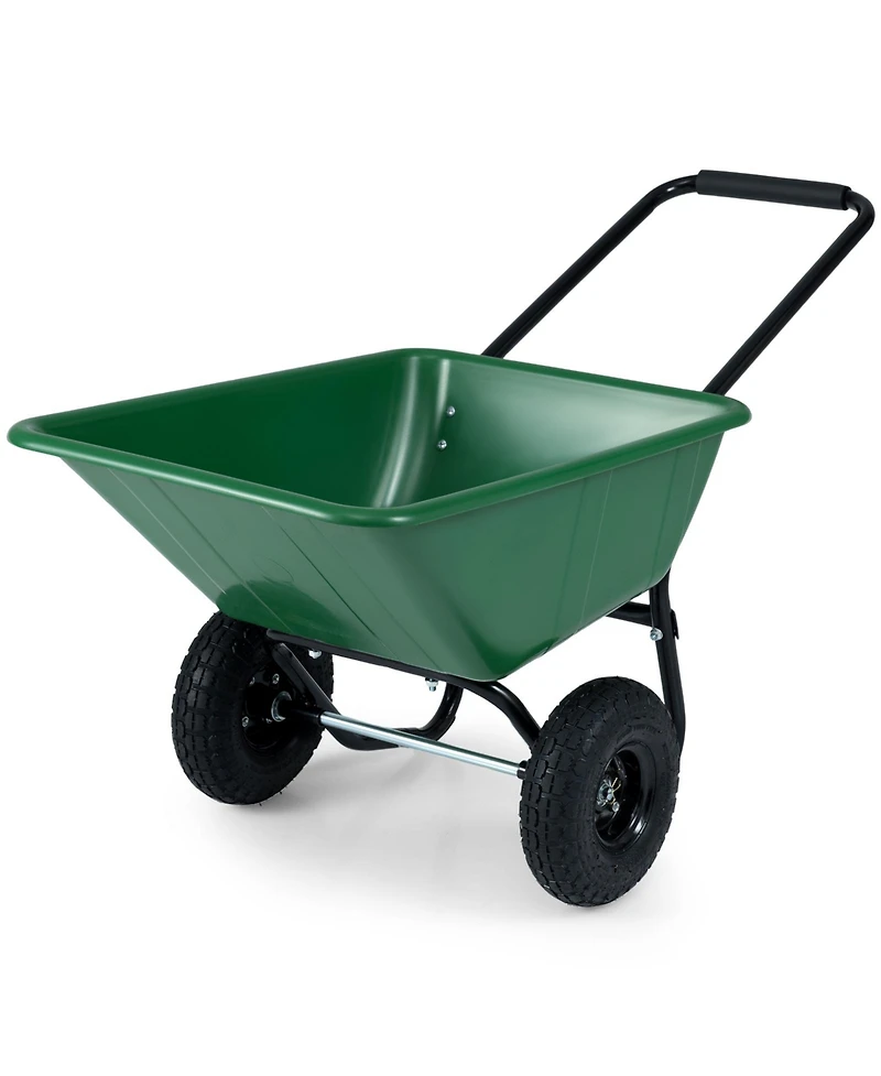 Slickblue Heavy Duty Dual Wheel Wheelbarrow Cart with Air Filled Tires for Garden and Lawn