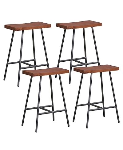 Gymax Saddle-Seat Bar Stool 4 Set Counter Height Bar Stools Curved Seat Surface