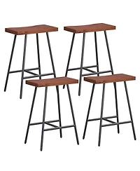Gymax Saddle-Seat Bar Stool 4 Set Counter Height Bar Stools Curved Seat Surface