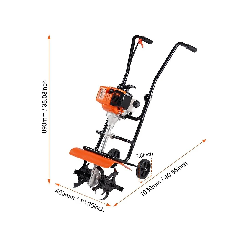 Sugift 31cc 4 Stroke Gas Garden Cultivator Tiller Lightweight Soil Tiller