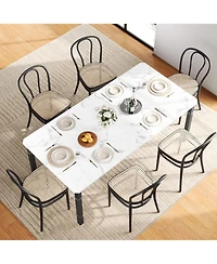 gaomon 79" Large Industrial Dining Table for 6-8 People Rectangular Wood Kitchen Table with Heavy Duty Metal Legs,Writing Desk, Chamfer Design.