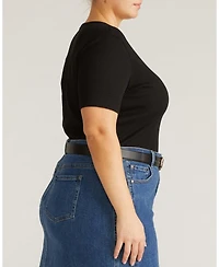 Universal Standard Plus Henley Short Sleeve Ribbed Tee