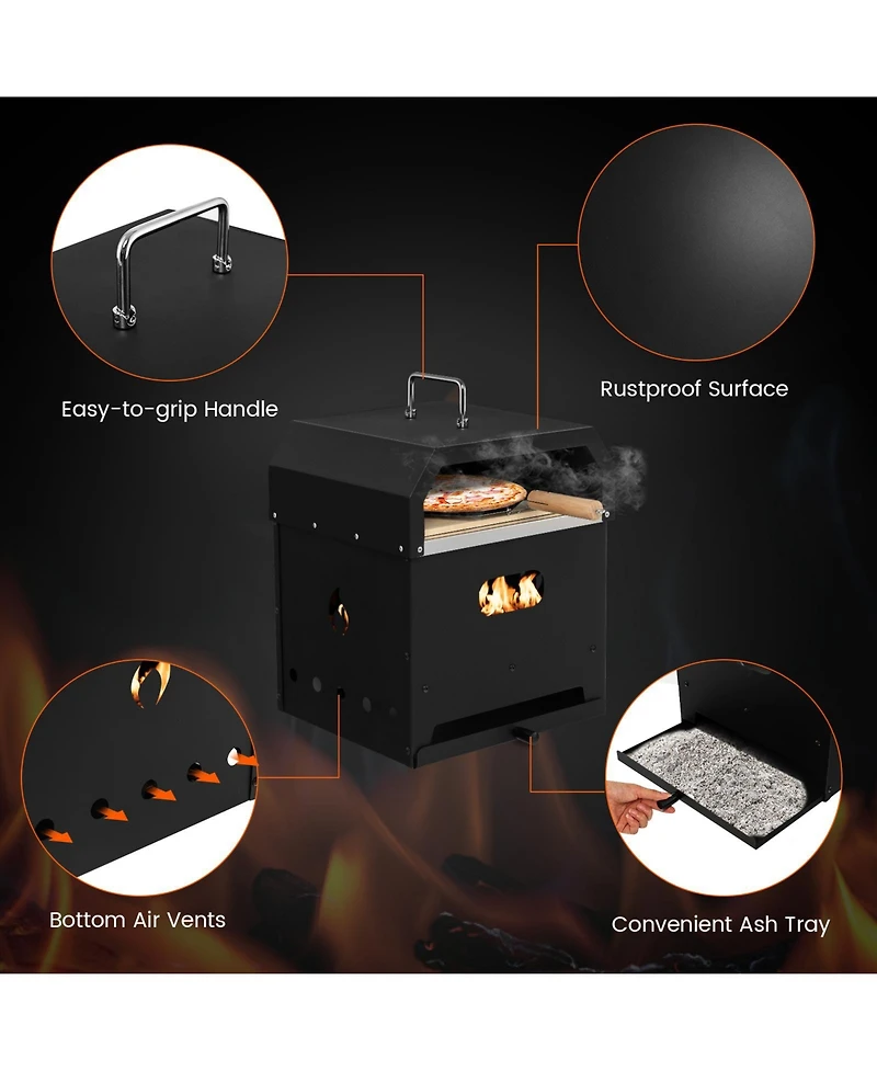 Sugift 4-in-1 Outdoor Portable Pizza Oven with 12 Inch Pizza Stone