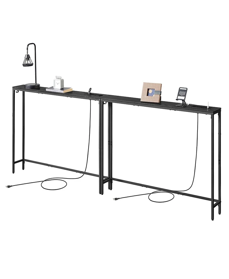 Slickblue Slim Sofa Console Table with Charging Station and Power Outlets