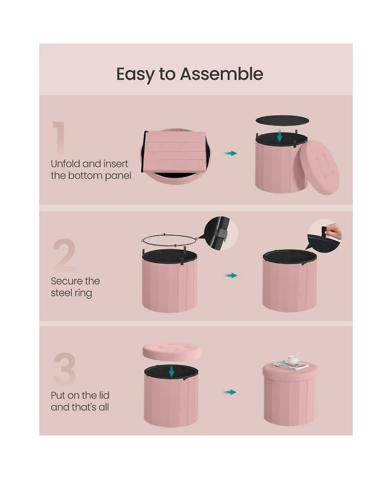 Slickblue Modern Round Storage Ottoman with Removable Top Lid Seat