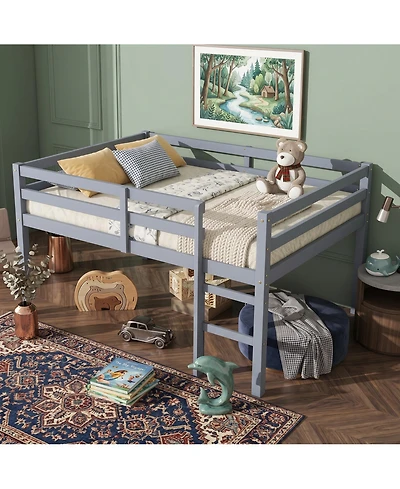 Sailvan Rubber Wood Loft Bed with Ladder
