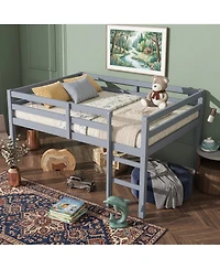 Sailvan Rubber Wood Loft Bed with Ladder
