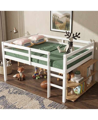 Sailvan Rubber Wood Loft Bed with Ladder