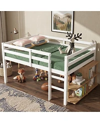 Sailvan Rubber Wood Loft Bed with Ladder